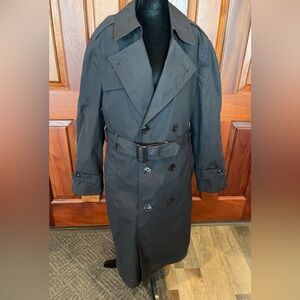 US Military Trench Coat Black 38S Defense Logistics Agency Garrison W/ Liner